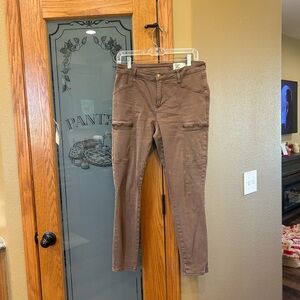 Brown Women's Pants with from zipper pockets